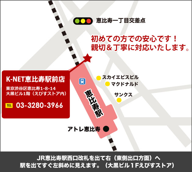 K-NET恵比寿店アクセスマップ